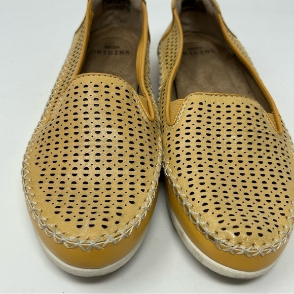 Earth Origins Lark Lizzy Amber Yellow Leather Perforated Loafers Size 9 - Picture 5 of 12